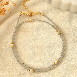 Flashy Labradorite Beaded Necklace/Tiny Labradorite Beads/Faceted Beads Choker/Bracelet/Daily wear Necklace/ Gift for Her/Summer Collection