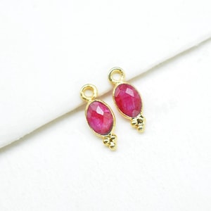 May include: Two gold-toned oval-shaped charms with red gemstone accents. Each charm has a small loop at the top for attaching to jewelry.