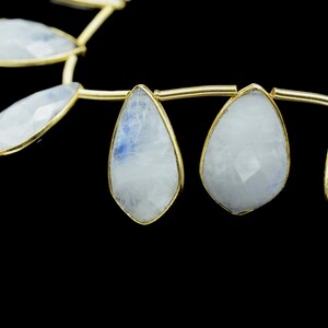 Moonstone 12x20mm Gold plated 10 pieces strand,Moonstone Single Bail Charm Connector Pendant Making Jewelry Supplies,Natural stone pendant,