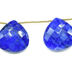 Blue Sapphire Heart Shape 20mm Briolettes,Sapphire drilled Briolette,Super Finest Quality briolette,Natural Sapphire briolette,Sapphire bead