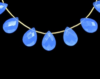 Blue Chalcedony Briolettes, Teardrops Briolette, 9x13mm Size Faceted Briolettes Beads,Handmade Chalcedony Briolettes,Jewelry Making Supplies