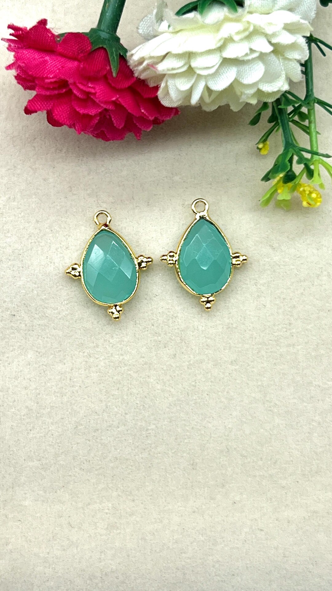 Drift Into Calm With Aqua Chalcedony | 10x14mm Teardrop Charm ...