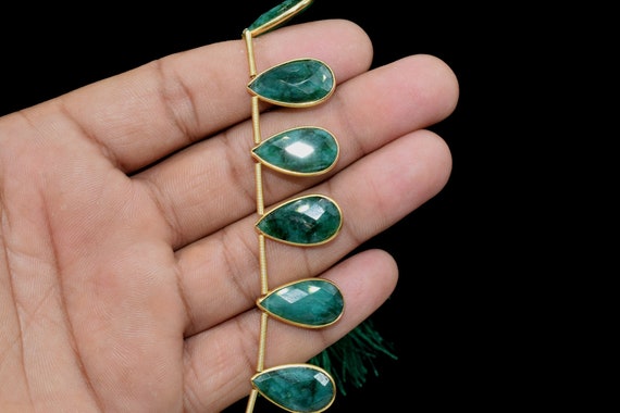 Emeraude naturelle 10x18mm Gold Plating Charms Strand Emerald Charm Jewelry Making Supplies Natural Emerald Stone Charms Bijoux Emerald Beads Etsy France