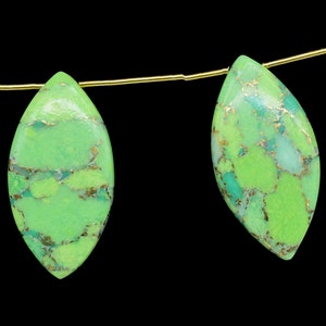 Green Copper Turquoise marquise shape Briolettes,Handmade Turquoise marquise Briolettes,AAA Quality, Turquoise Plain Beads,Turquoise pair