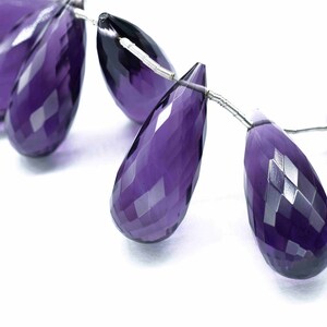 Briolette a forma di goccia di ametista, 10x25mm Ametista Briolette Strand, Gemstone Drop Briolettes, Briolettes al quarzo ametista viola, gioielli Gemstone