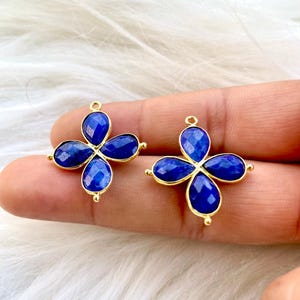 Natural Sapphire Charm/Pear Shape Pendant/Sapphire Bezel Charm/Jewelry Essential/DIY Jewelry Supply/Gemstone Component/Brass Plated Bezel