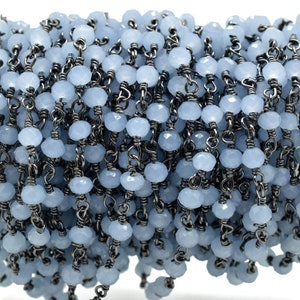 Schöne Blaue Chalcedon Hydro Perlen Rosenkranz Ketten | Chalcedon Perlen Rosenkranz Ketten | Blaue Hydro Perlenketten | Bulk Großhandel Perlen Ketten
