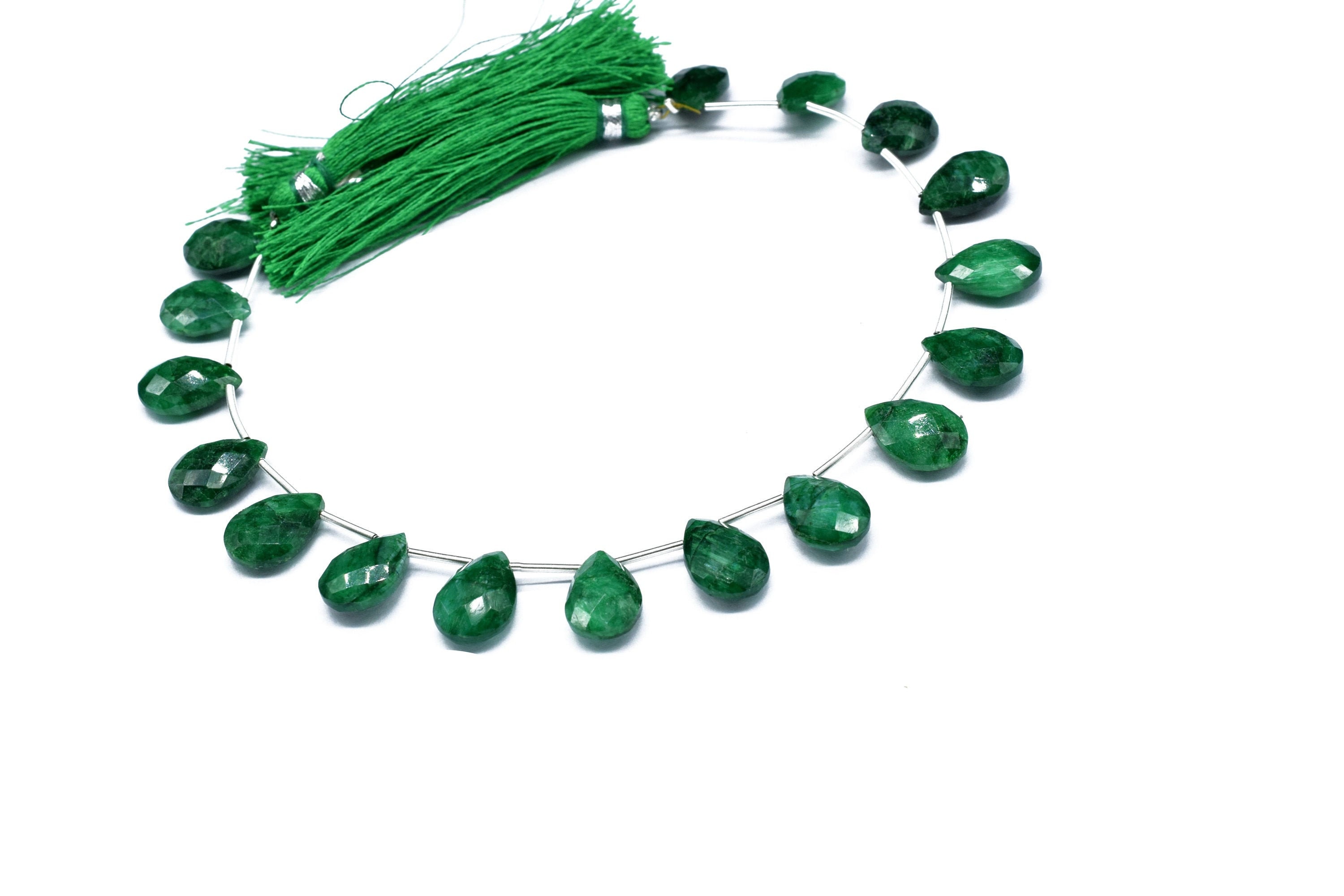 Emerald Briolettes, 9x13mm Emerald Drops, Faceted Briolettes,Emerald Faceted Teardrop Shape Briolettes,Emerald Jewelry making,Supplies beads