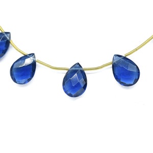 Blue Sapphire Quartz, 9x13mm Teardrop Faceted Beads,jewelry making Craft,Loose Gemstone Beads, AAA Quality,Teardrop Briolettes,Handmade,Gift