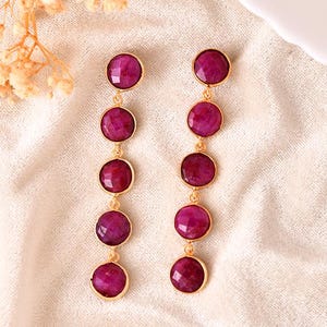 Natürliche Rubin Ohrring / Vergoldete Ohrring / Braut Ohrring / Handgemachter Schmuck / Rubin Hochzeit Ohrring / Vergoldete Schmuck / Geschenk