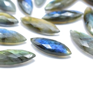 Labradorite Faceted Marquise Briolettes, 10x34mm Marquise Briolettes, Grey Gemstone Briolettes, Fancy Shape, Teardrop Briolettes, Jewelry