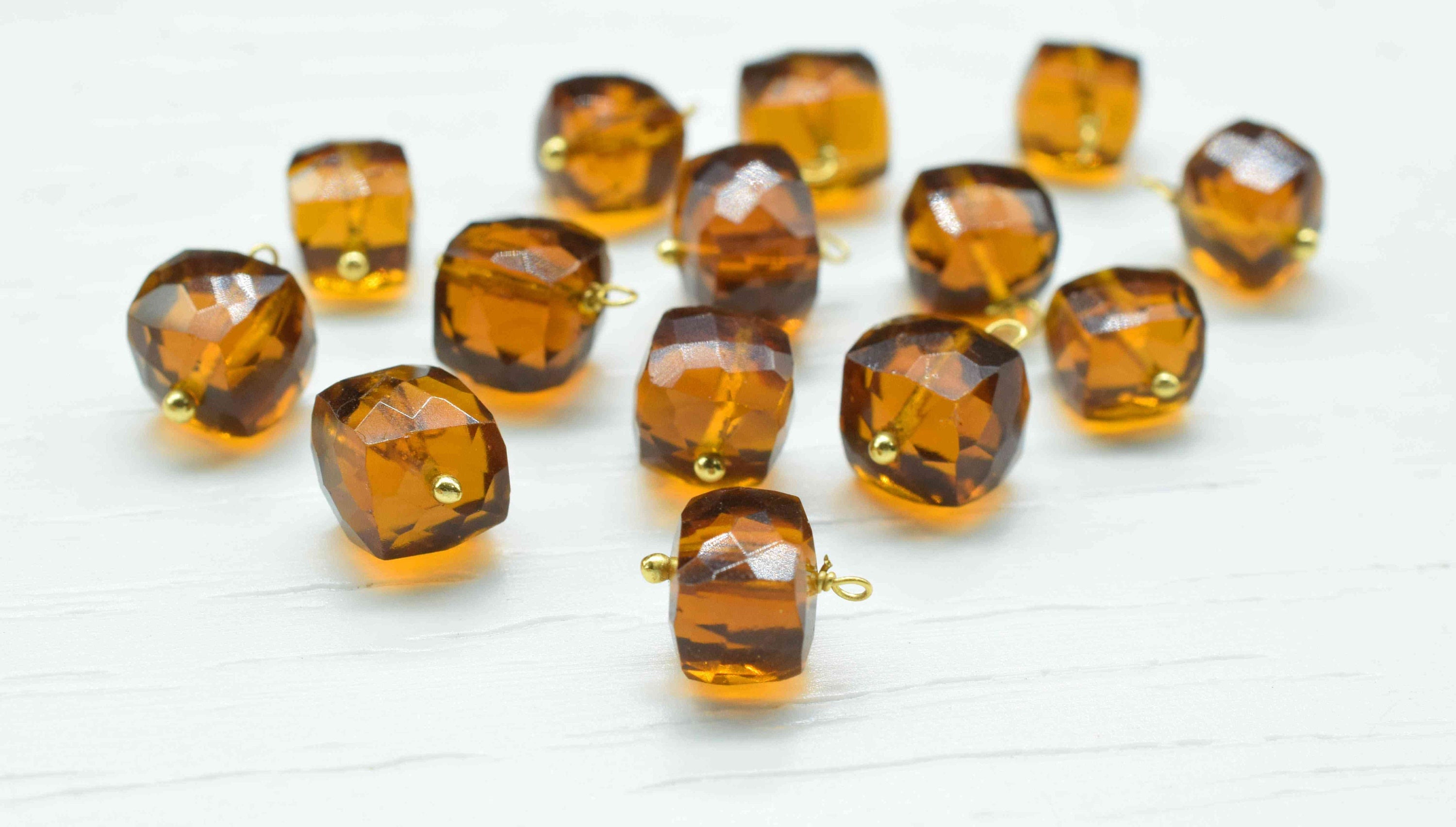 Whisky Quartz Gemstone 3D Cube Beads,Whisky Quartz Handmade pendant Jewelry,Whisky Quartz Square Shape Connector,Whisky Cube Box pendant