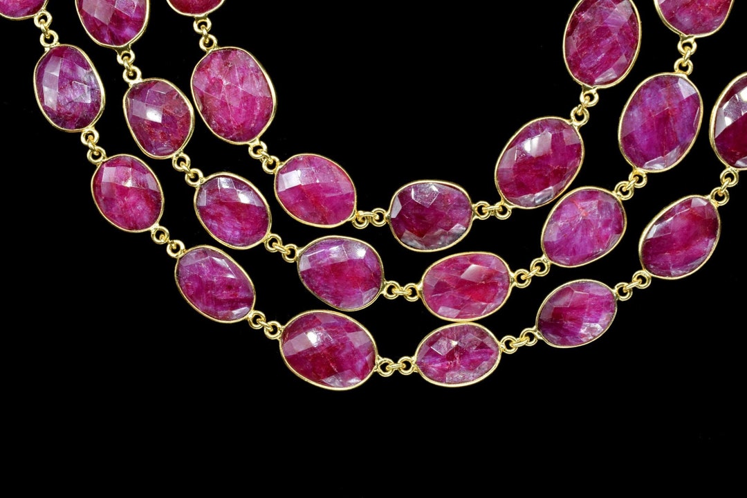 Ruby Connector Link Chain-ruby Bezel Chain, Ruby Free Shape Connector ...