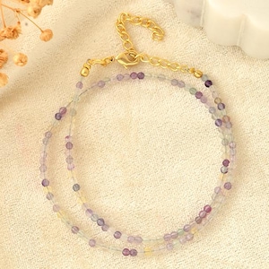 Rainbow Fluorite Beaded Necklace/Tiny Fluorite  Beads/Faceted Beads Choker/Bracelet/Daily wear Necklace/ Gift for Her/Summer Collection