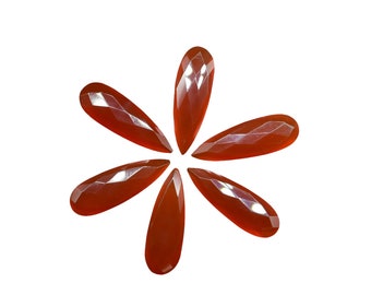 Carnelian Faceted 10x30mm Pear Shape Briolettes/Orange Carnelian Faceted Briolette/Carnelian Long Pear Shape Bead,Carnelian Teardrop/Gift