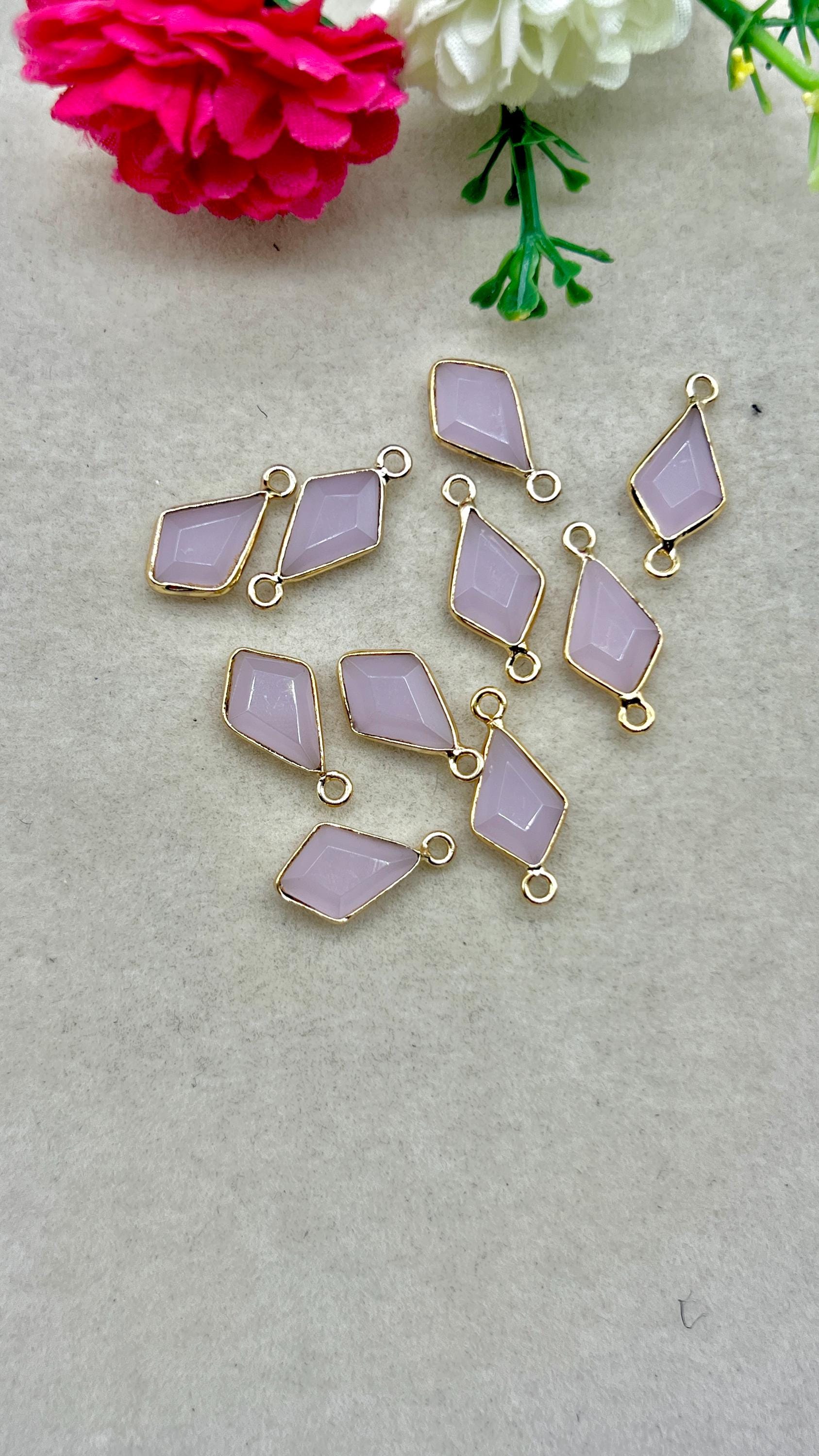 Delicate Love Rose Quartz Tie Shape Connectors/8x12mm Tiny Pendant