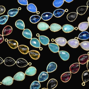 Gemstone Teardrop Bezel Charms Pendants,Earring 8x12mm Pear Shape Single Bail Connectors jewelry,Gemstone Handmade Pendant Connector Jewelry