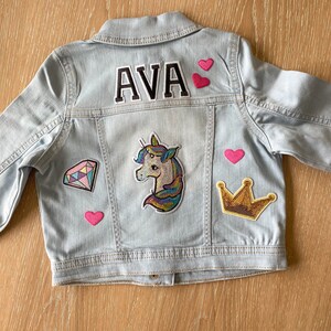 Name Included * Free Shipping * Baby/toddler Custom Jean Jacket Denim Personalized Patches Vinyl