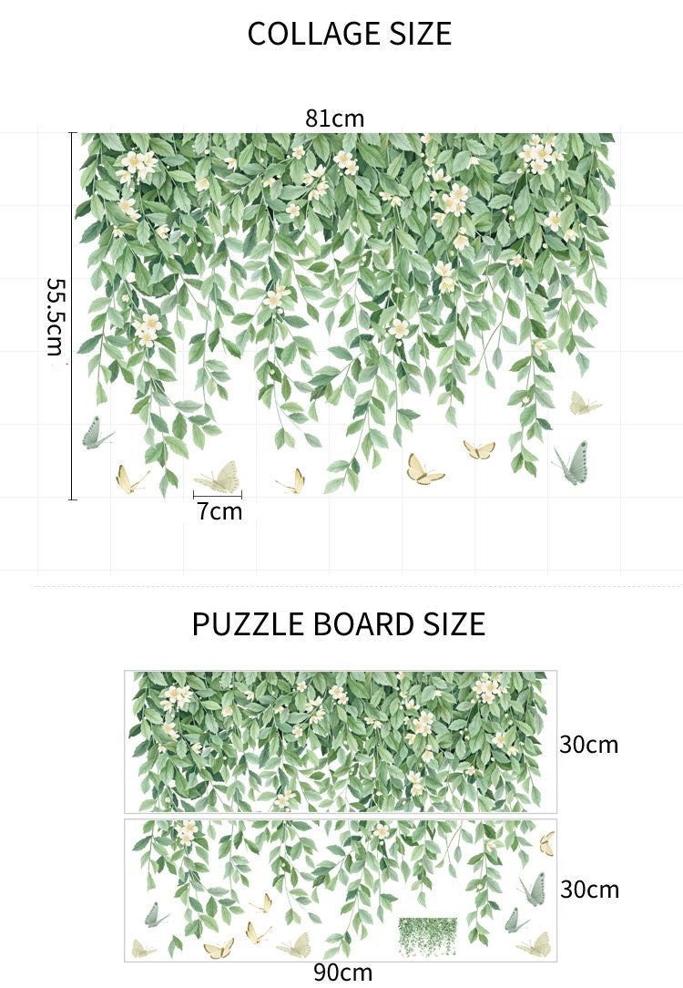 Leafy Wall Decal With Flowers Green Leaf Wall Stickers Etsy Australia