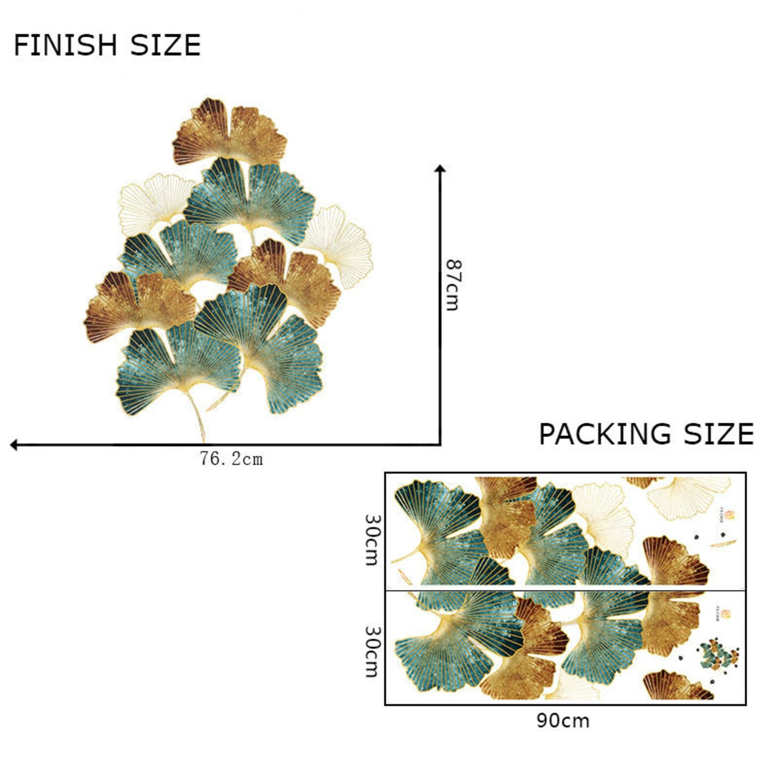 Cyan Ginkgo Leaf Wall Stickergold Wire Ginkgo Wall Sticker Etsy