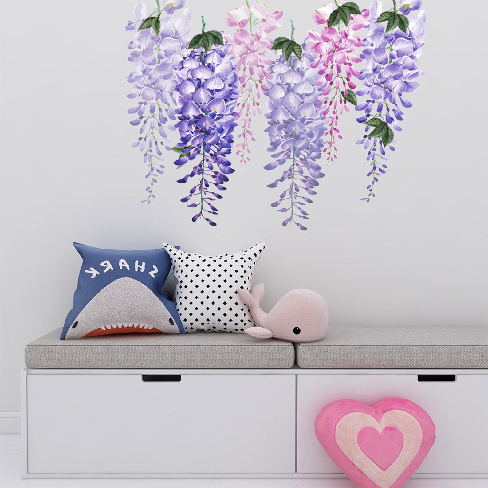 Pink and Purple Wisteria Wall Stickers Tropical Plant Flower Etsy