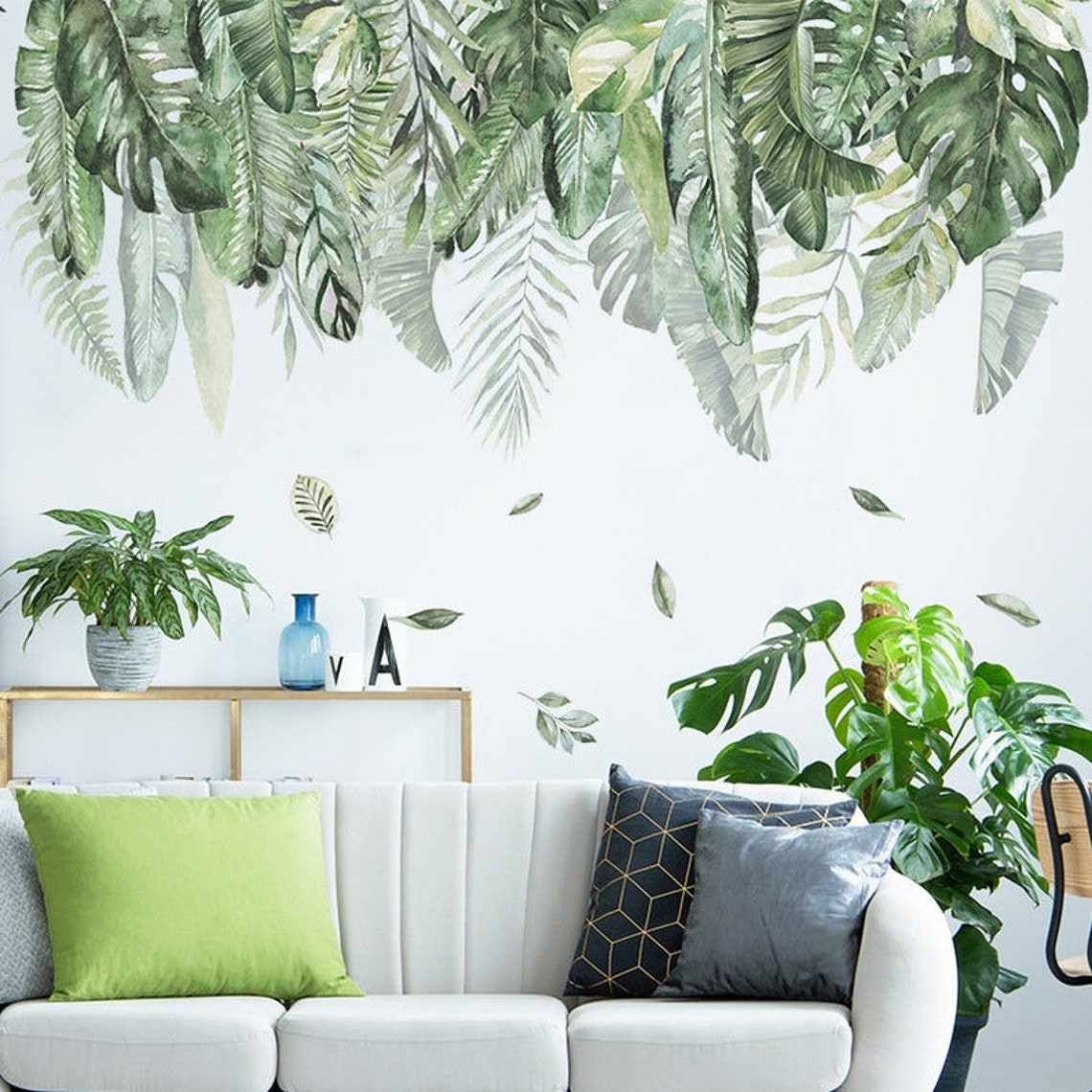 Green Leaf Wall Sticker Leaf Wall Sticker Hanging Leaf Wall Etsy