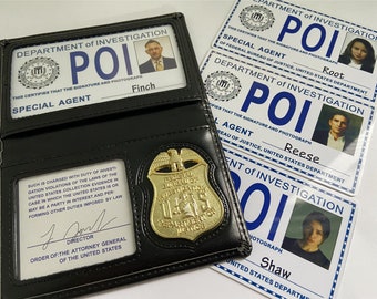 Person of Interest Card  Person of Interest Cosplay POI ID Card with Metal Badge Holder Wallet Custom Card TV Show Cosplay Props Replica