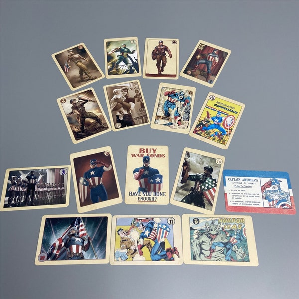 Captain America Trading Cards Steven Rogers Collectible Card Captain's Fans Card Avengers Props Replica Set of 27 with Tin Box