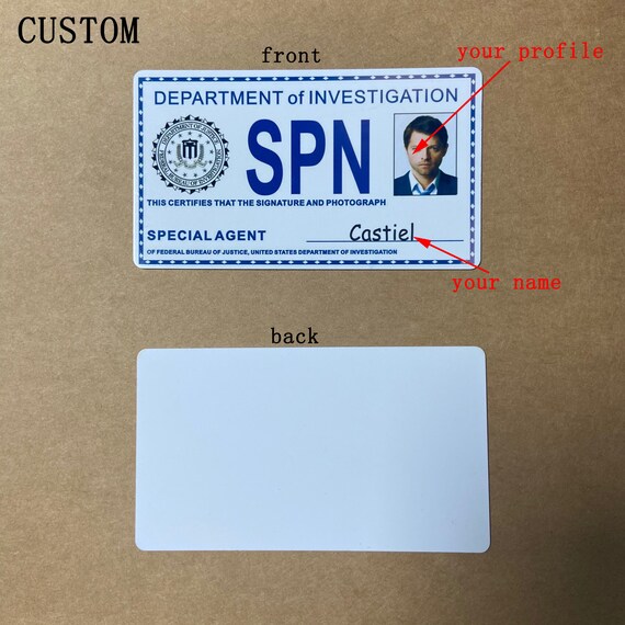 Supernatural ID Card With Metal Badge Holder Wallet SPN Custom