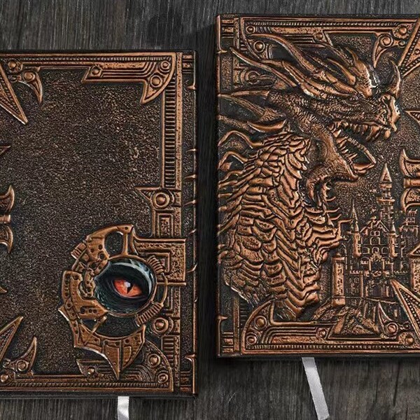 Evil Dragon Notebook Evil Dragon relief sculpture Diary Notebook Gift Evil Dragon Movie Props Replica Hand Ledger Peripheral