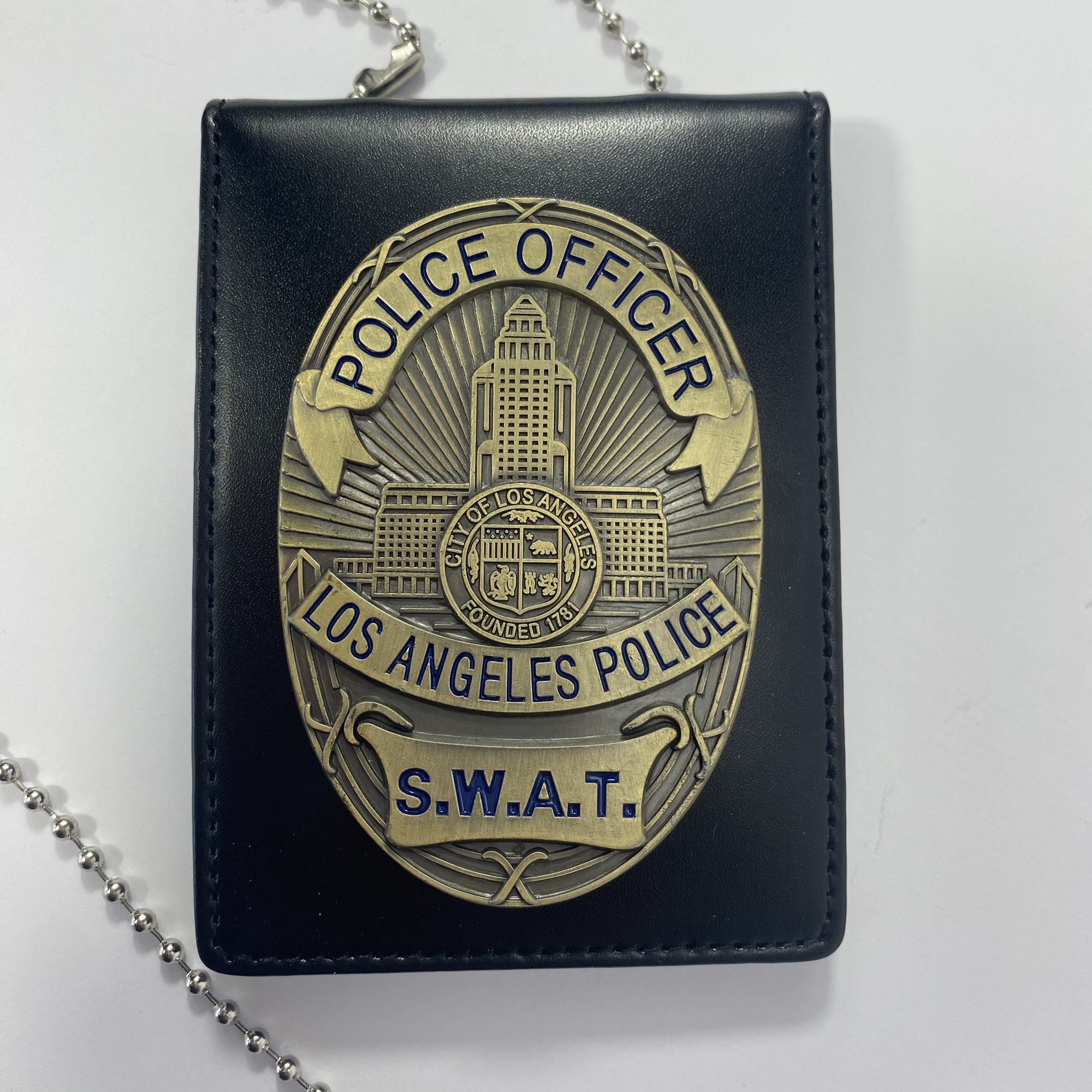 Halskette Kette Spcial Police Marke gold FBI Swat Ausweis