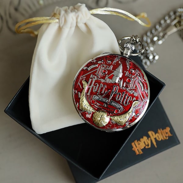 Harry Potter Music Pocket Watch Gold Flying Thief Pocket Watch Clockwork Octave Box Hogwarts Music Box Vintage Decorations Gift