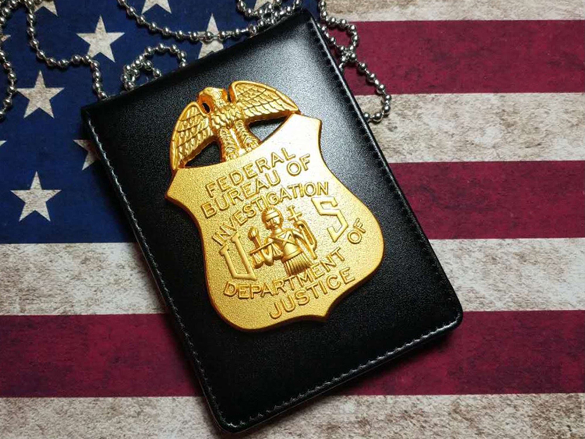 FBI Badge FBI Holder ID Card Holder Golden Badge Leather - Etsy