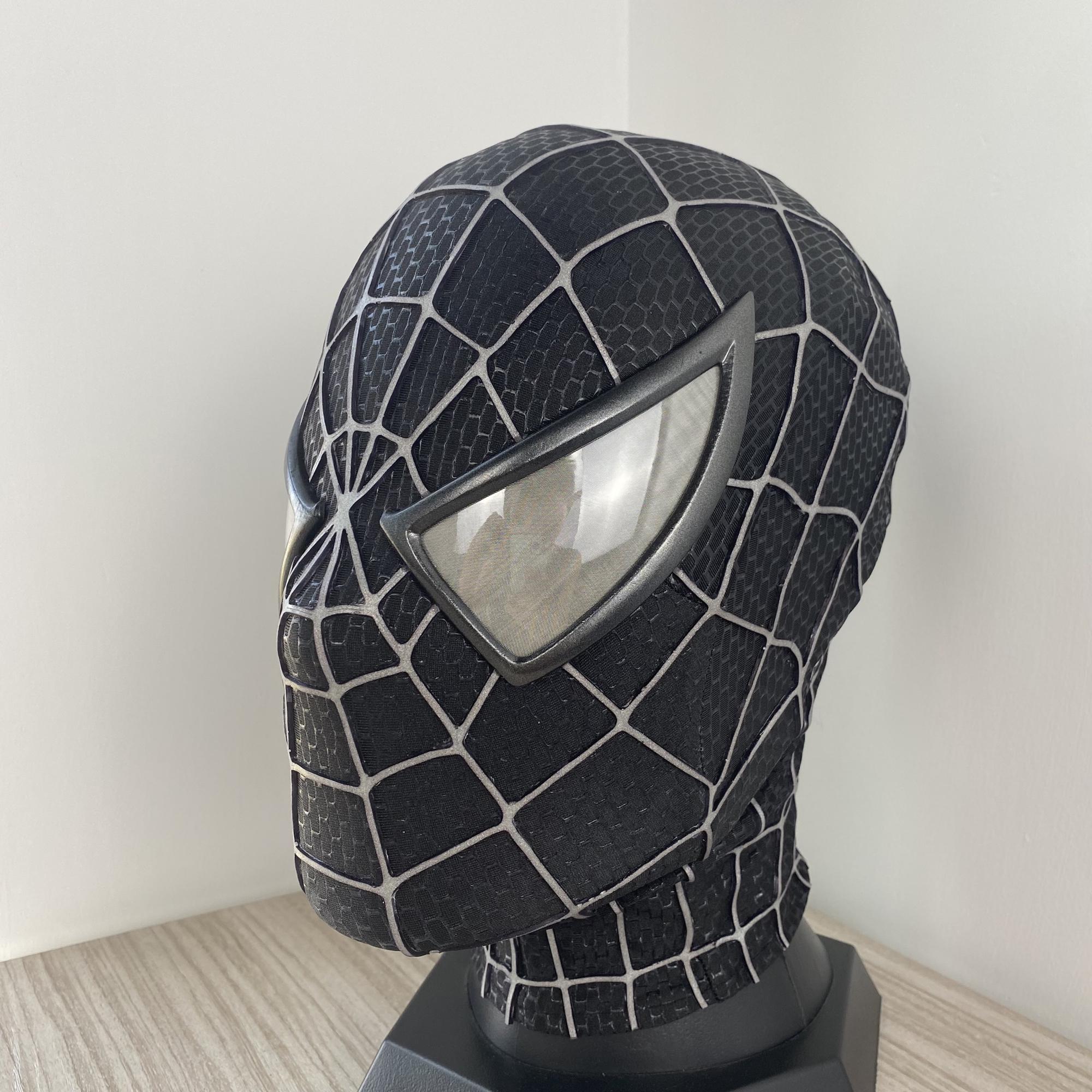 【激レア】スパイダーマン　マスク　ブラック　トビー　マグワイア　サム・ライミ ブラックスパイダーマンマスク、フェイスシェルレンズ付きトビー