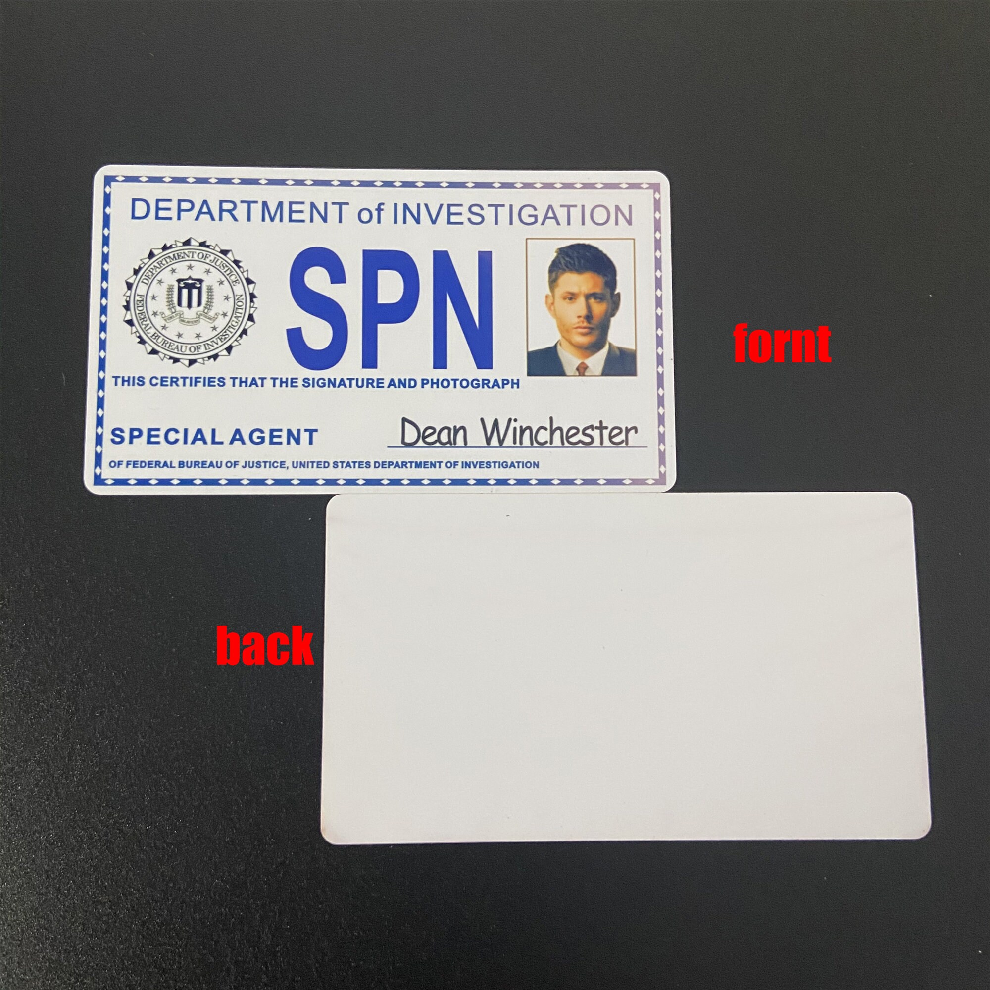 Supernatural ID Card With Metal Badge Holder Wallet SPN Custom