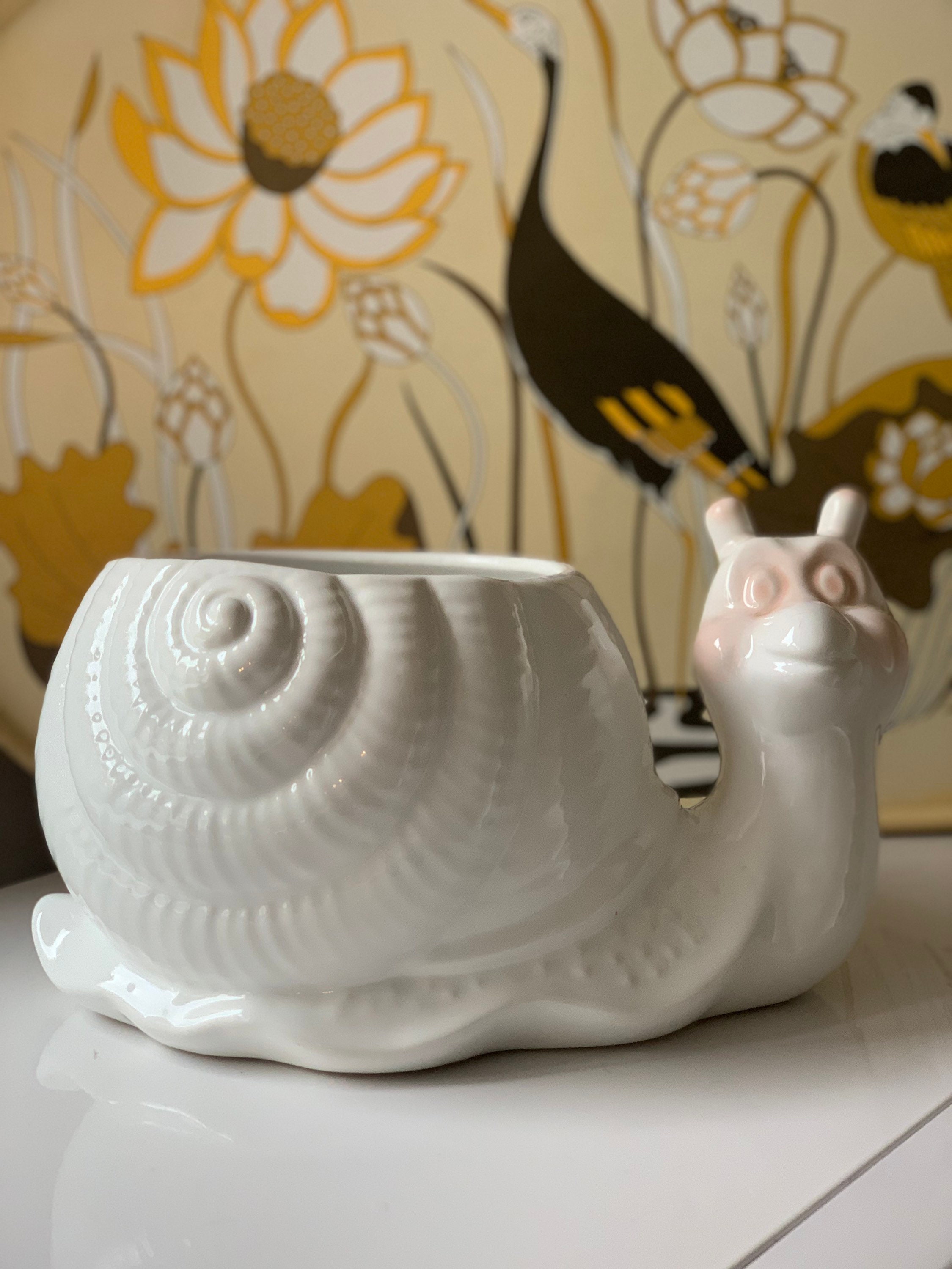 Vintage Snail Planter. 1980s ceramic giant snail plant pot Etsy