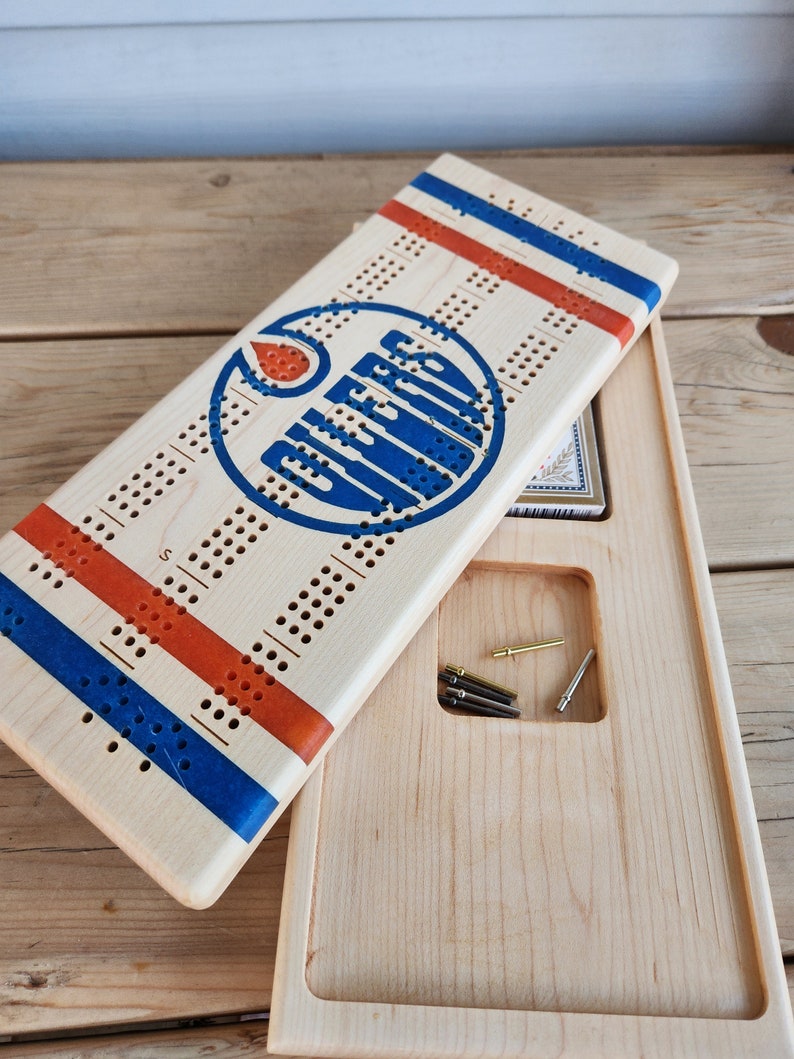 Planche de Cribbage Oilers d'Edmonton 2 pièces image 1