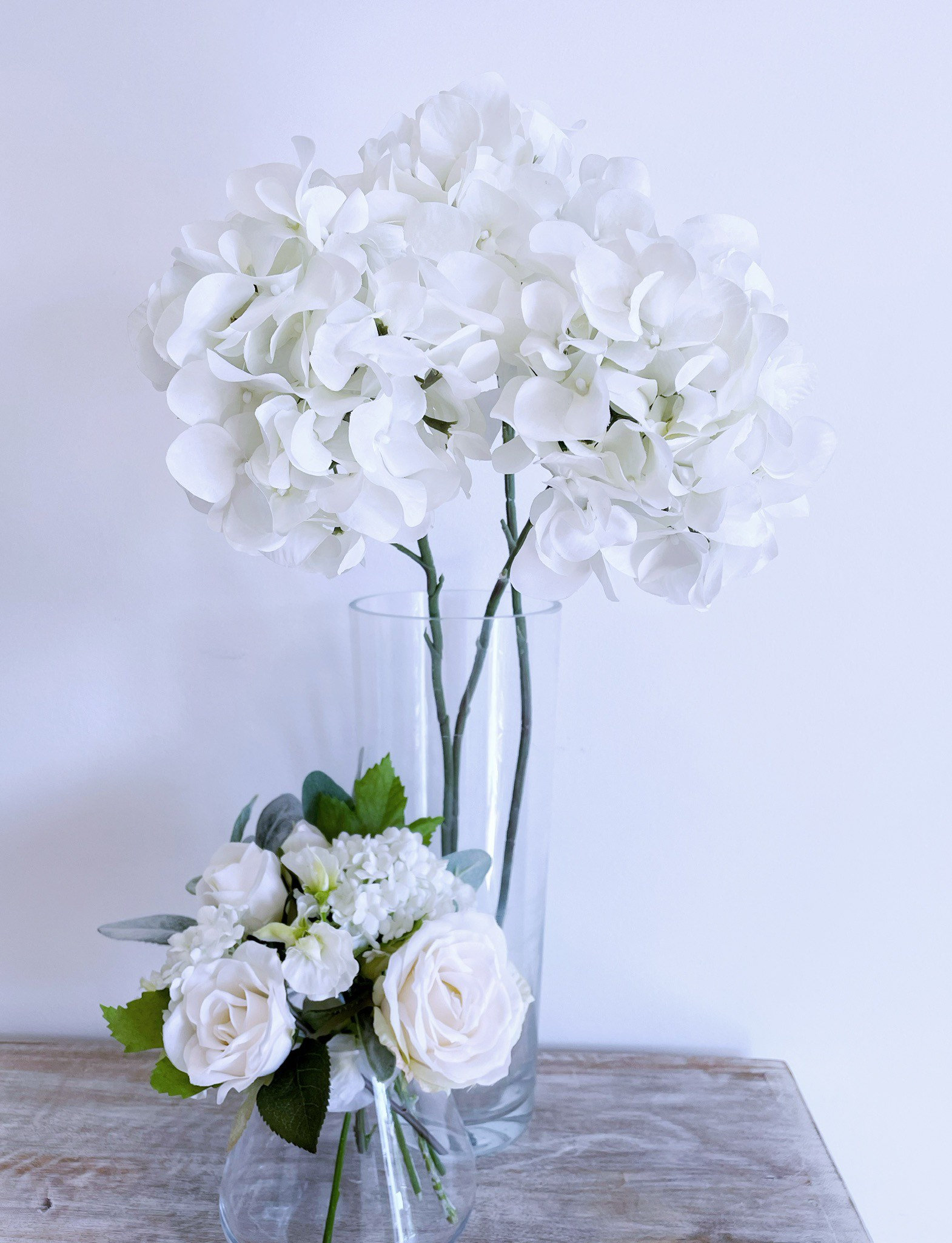 White Artificial Hydrangea Stems. Faux Flower Arrangement for Etsy UK