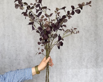 60cm Artificial Faux Eucalyptus Stem Dark Purple|Wedding Decoration| Spring Decor| Home Decor|Mother's Day Gift|Fake Purple Eucalyptus| Vase
