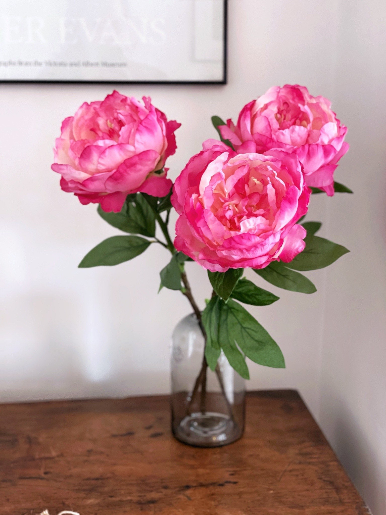 Pink Peony Faux Flowers. Artificial flower stems perfect for Etsy