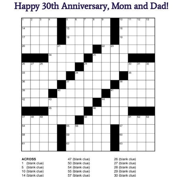 Personalized Crossword Puzzle Etsy