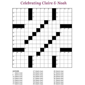 15+ Wedding Custom Crossword Puzzles / Wedding Favors / Personalized Crossword Puzzles / Custom Gifts / Wedding Puzzles / Gift Ideas