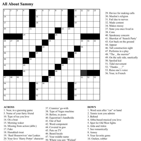 Custom Crossword Puzzle Etsy
