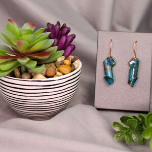 Turquoise Patina Copper Earrings
