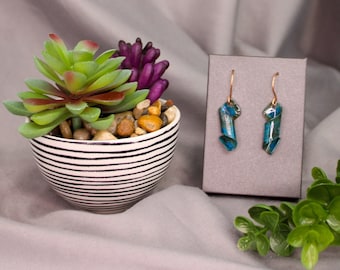 Turquoise Patina Copper Earrings
