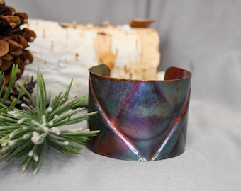 Wide Flame Painted Copper Cuff