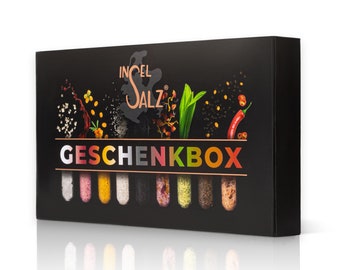 Insel-Salz Geschenkbox - BBQ - Grillen - Kochen - Gewürz - Gewürzsalz - Kräutersalz - Grillgewürz - Meersalz - Pfeffer - Gewürzmischung