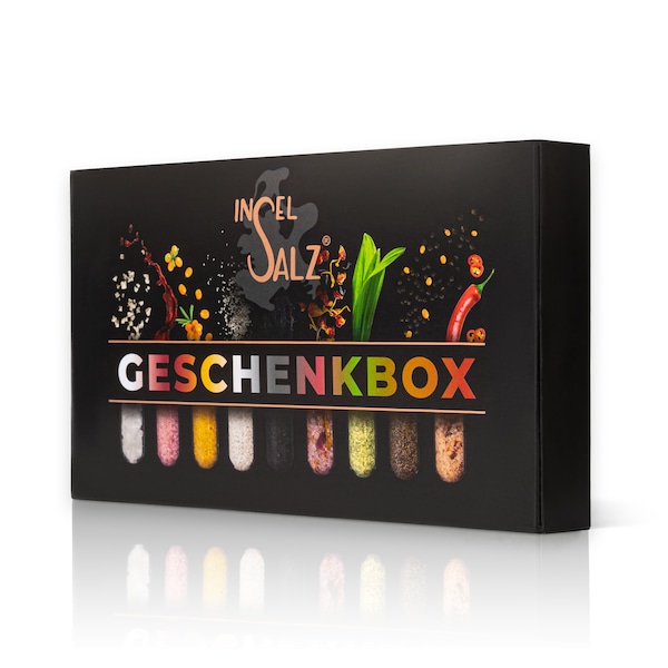 Insel-Salz Geschenkbox - BBQ - Grillen - Kochen - Gewürz - Gewürzsalz - Kräutersalz - Grillgewürz - Meersalz - Pfeffer - Gewürzmischung