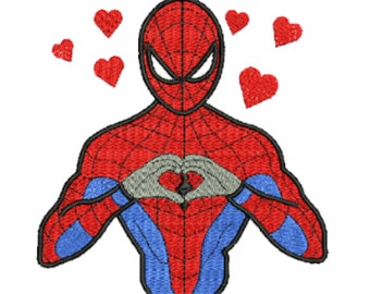 Valentines Day Spiderman Design, Embroidery Design, DST/PES File, Trendy Embroidery, Machine Embroidery