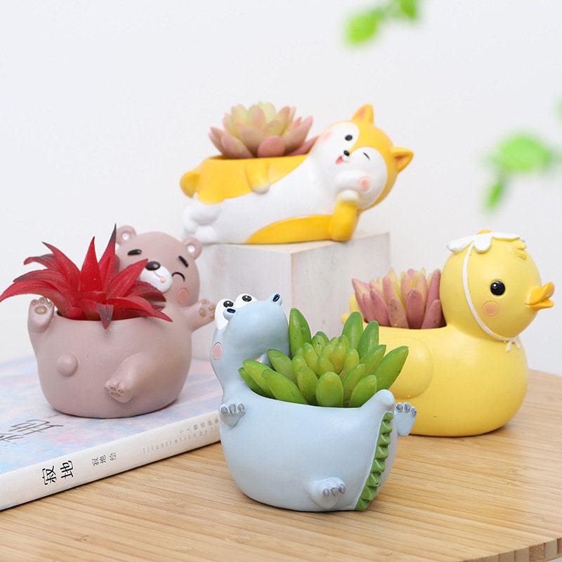 Mini Pot de Fleurs Succulent Planteur Animal Ensemble Pots Fleurs